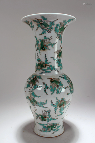 A Chinese Crane-fortune White Porcelain Fortune Vase