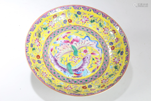 A Chinese Yellow-coding Nature-sceen Fortune Porcelain