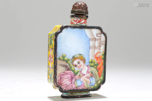 A Chinese Western-portrait Fortune Snuff Bottle