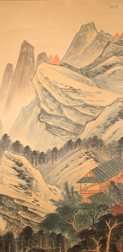 A Chinese Abstract-style Mountain-view Fortune Scroll