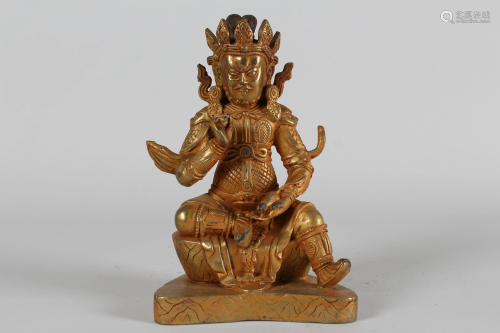 Chinese Vividly-detailed Fortune Gilt Buddha Statue