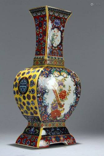 A Chinese Window-framed Porcelain Fortune Vase