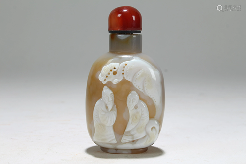 A Chinese Story-telling Agate-curving Fortune Snuff