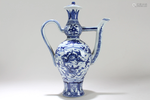 A Chinese Lidded Blue and White Dragon-decorating