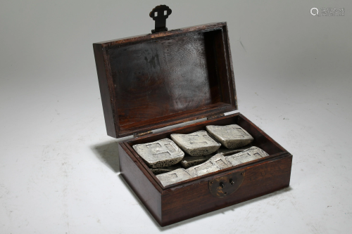 A Chinese Money Bricks Lidded Wooden Box