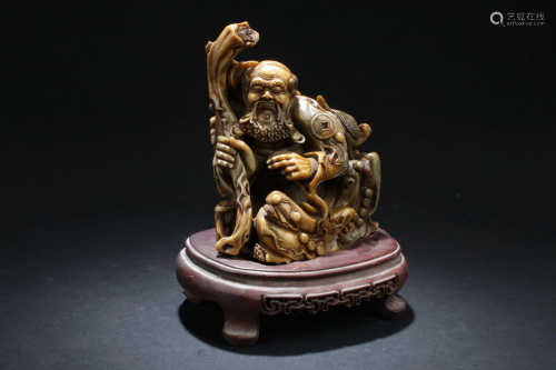 A Chinese Soapstone Elder-Statue