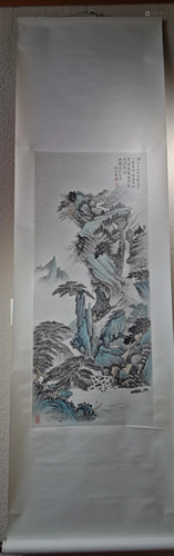 A C hinese color painting paper scroll