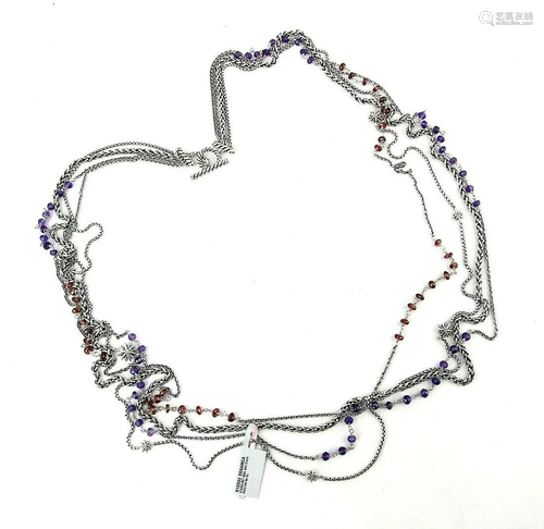 DAVID YURMAN STARBURST ST. SILVER AMETHYST GARNET BEAD