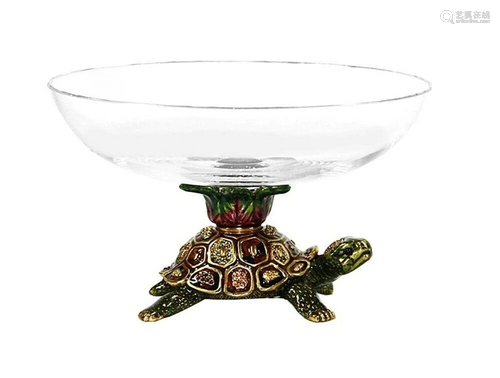 JAY STRONGWATER TURTLE CANDY DISH GLASS BOWL 