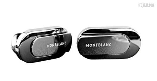 MONTBLANC CUFFLINKS OVAL GUN METAL POWDER PU 104517