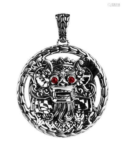 JOHN HARDY ST. SILVER RUBY LARGE 40 mm GARUDA NECKLACE