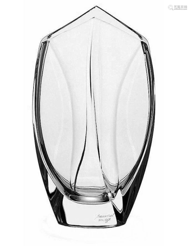 BACCARAT LARGE R. RIGOT CRYSTAL GIVERNY VASE CLEAR 10