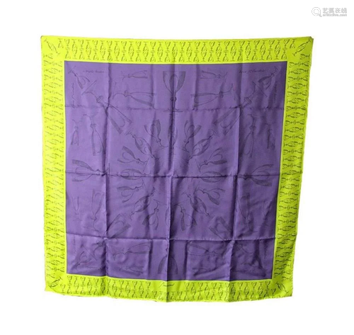 Baccarat HARCOURT TWILL SILK, PURPLE, LIME GREEN Scarf