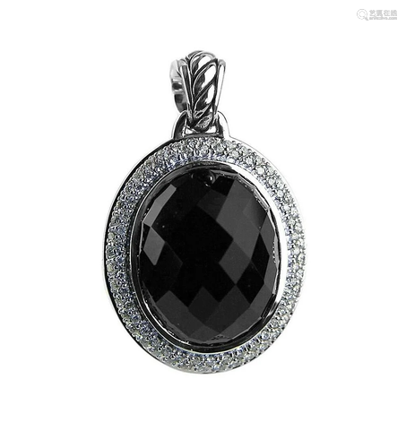 DAVID YURMAN AMAZING ST. SILVER 22 x18mm ONYX & DIAMOND