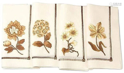 Jay Strongwater Floral Dinner Napkins Set Of 4