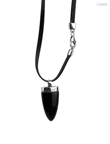 Baccarat Tribal Sterling Silver Onyx/ Leather Necklace