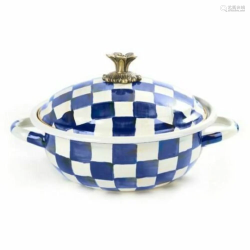 MacKenzie-Childs ROYAL CHECK BLUE CASSERBOLE 10.25