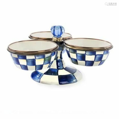 MacKenzie-Childs ROYAL CHECK BLUE TRIPLICITY 10