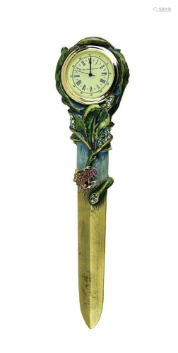 JAY STRONGWATER YATES FLORAL LETTER OPENER & CLOCK with