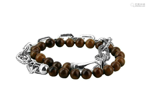 HJ John Hardy ST. Silver Wood Bead Double WRAP Classic