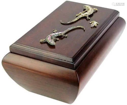 Jay Strongwater Large Lizard Wooden Box