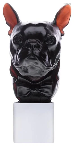 Daum Crystal Dandys Charles Bulldog Black