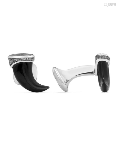 David Yurman St. Silver & Black Onyx Claw Cufflinks