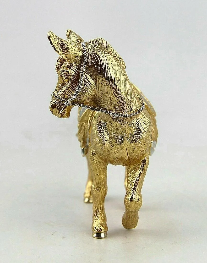 Jay Strongwater Gilded Standing Donkey Figurine Pewter 