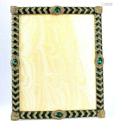 JAY STRONGWATER EMERALD CRYSTAL CHEVRON FRAME ALDEN