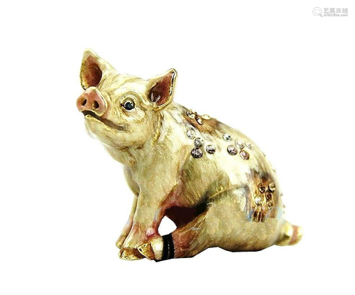 JAY STRONGWATER MARIE MINI PIG FIGURINE with SWAROVSKI