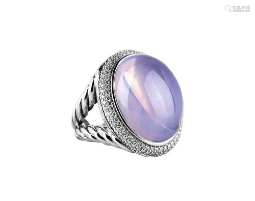 DAVID YURMAN LILAC QUARTZ PAVE DIAMOND XL ST.SILVER