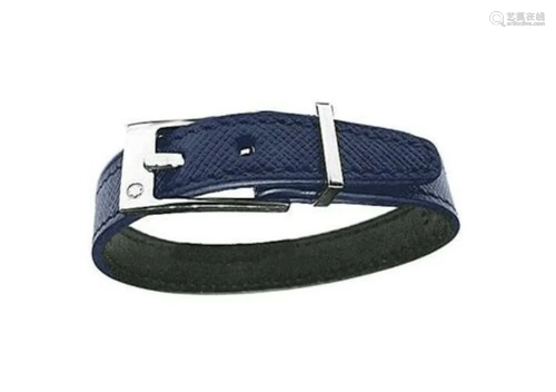 MONTBLANC ST. STEEL & BLUE LEATHER SARTORIAL BRACELET