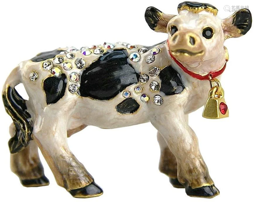 JAY STRONGWATER MABEL BABY COW FIGURINE SWAROVSKI