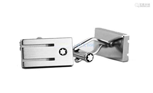 MONTBLANC St. Steel Cufflinks Rectangular 3 Rings