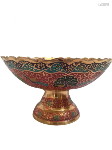 Pure Brass Decorative Bowl with royal peacock design
