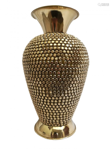 Handmade Tall Vase with Stud-Finish Elongated Body