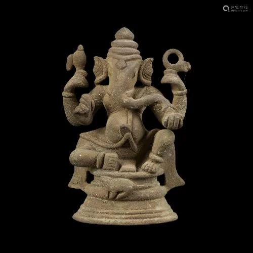 Bronze 4 armed Sculpture of Hindu god Ganesha