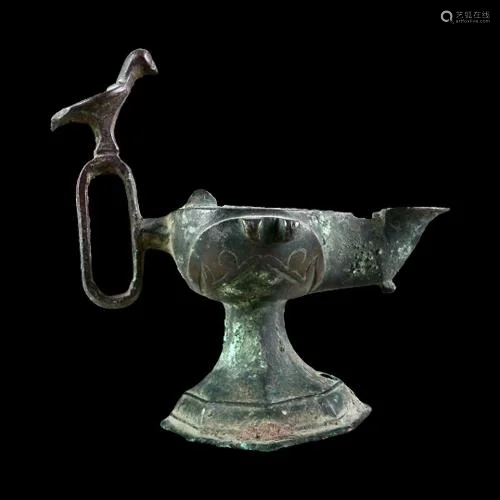 Early Islamic Seljuk Copper/Bronze Lamp