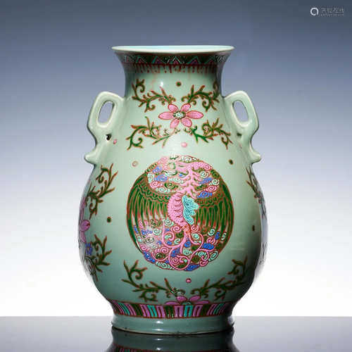 Qing Dao light stove Jun glaze pastel flower pattern