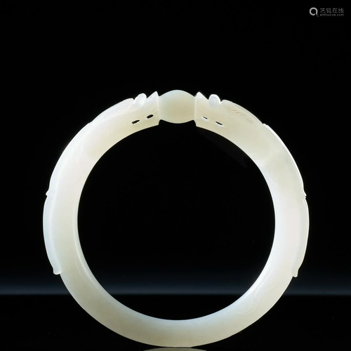 Qing Hetian white jade bracelet