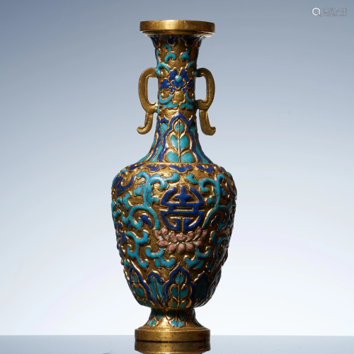 Early Qing Dynasty bronze Cloisonne bottle with