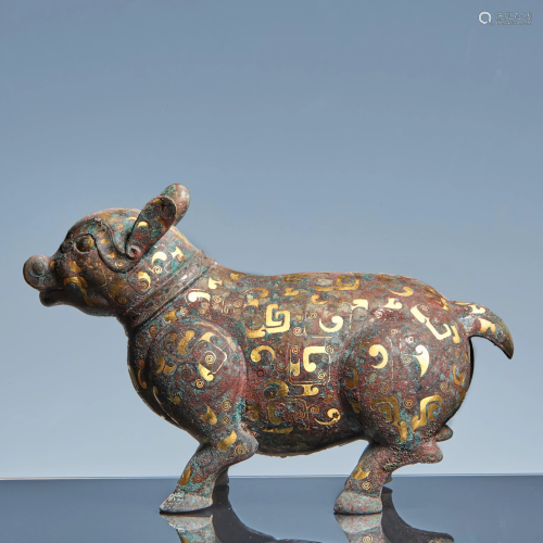 Bronze, gold and silver rhinoceros of Warring States