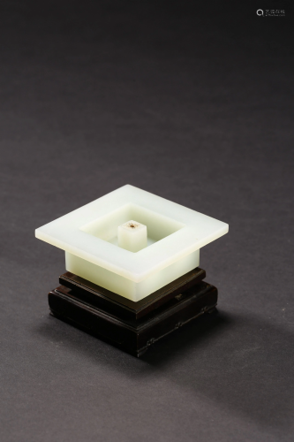 Qing Dynasty: white jade square table incense stick
