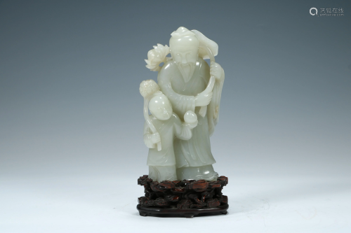 Qing Hetian jade birthday boy character ornaments