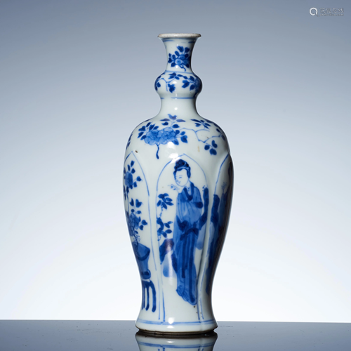 Qing Dynasty blue and white lady vase