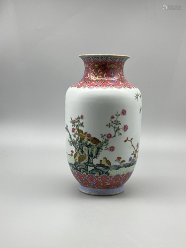 A Chinese famille rose lantern vase