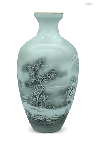 A Chinese Republic period grisaille vase, picturing a