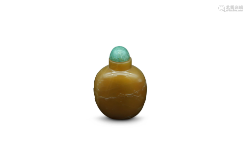 An agate snuff bottle, H 5,5 cm