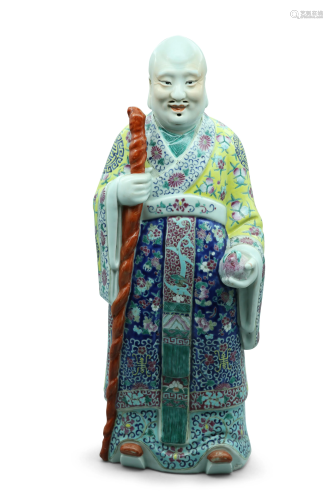 A famille rose figure of Shou Xing, H 56 cm