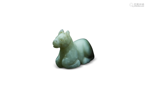 A white jade carving of a horse, H 3,4 L 5,6 cm